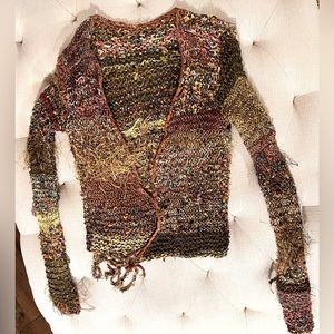 Vintage, one-of-a-kind, wrap sweater! Low cut, absolutely gorgeous! S